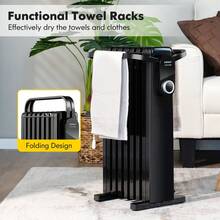 1500W Electric Space Heater Oil Filled Radiator Heater With Foldable Rack - Black - View 6