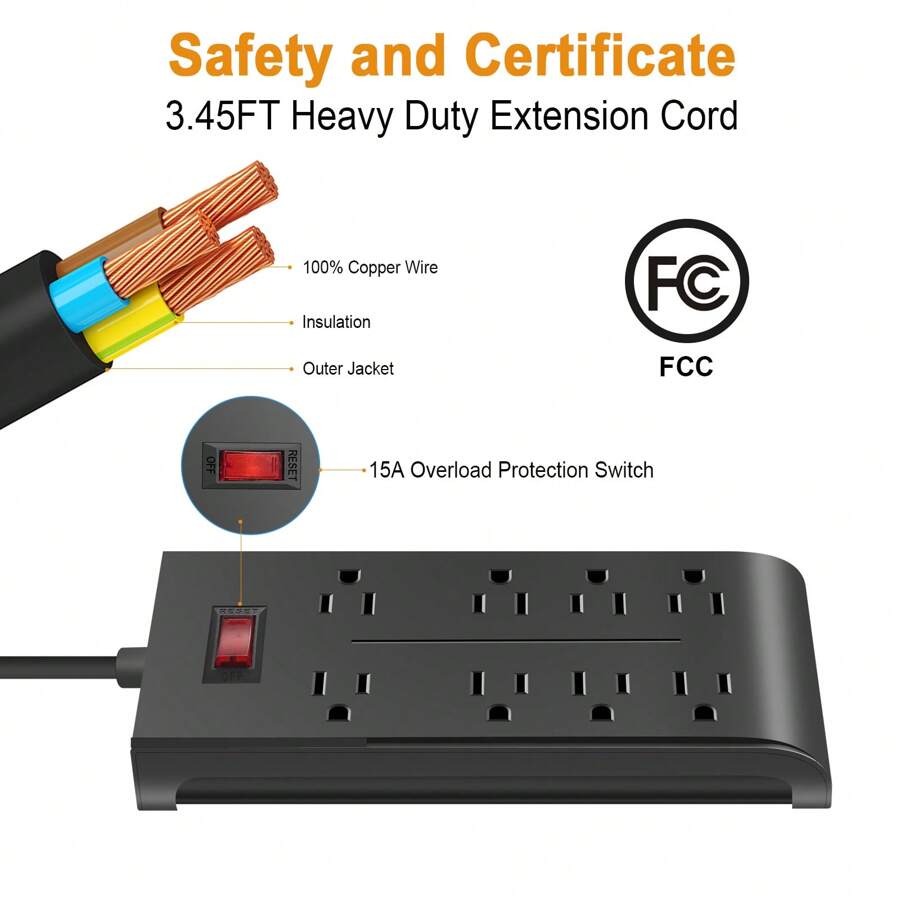 8 AC Power Strip Lightning Protection Socket MultiFunction Expansion Electronic Strip Board
