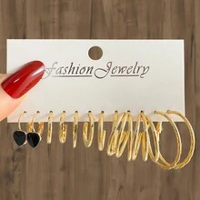 VKME 波西米亞風格優雅多件女性卡牌裝高級耳環套裝 - 金黃色 - 查看 20