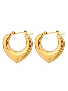 1 Pair Fashionable Geometric Stainless Steel Earrings, Suitable For Women's Daily Wear Or Stylish Commute