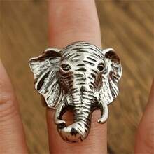 1pc Vintage Cool Animal Elephant Design Ring, Hip Hop Style Adjustable Ring For Teenagers - Elephant Ring - View 6