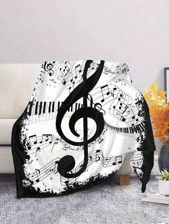 1pc Music Symbol Print Throw Blanket Comfortable Soft Warm Blanket For Bed, Couch, Sofa, Travel, Camping,Piano Dust Blanket , Birthday Gift, Christmas Gift, Thanksgiving Presents 280GSM,Guitar Decor,Music Instrument Small,Piano Music Box,Piano Music,Blanket,Clarinet,Gibson Guitar,Music>Other General Instrument Accessories,Guitar Throw