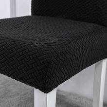 2pcs/4pcs Stretch Twill Chair Covers - Black - View 3