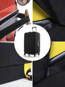 行李箱罩弹力面料行李箱保护套行李黑色防尘罩适用于18-32英寸行李箱旅行整理器旅行配件行李用品返校旅行学生女士男士书包学校配件学校用品 - 黑色 - 查看 6