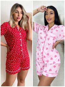 Women Pajama Sets - 紅色 - 查看 2