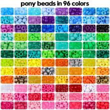 2盒小馬珠手鍊製作套件,含字母珠、彩虹珠、塑料珠等,大小為6 X 9mm,48種顏色大孔珠子套餐,diy手工藝品、耳環等禮物適合初學者或少女 - 彩色 - 查看 2