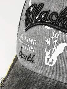 1顶儿童户外防晒时尚个性化立体刺绣水洗棒球帽 - 黑色 - 查看 6