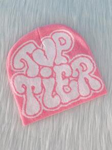 1pc Women Letter Graphic Fashion Y2K Beanie Hat, For Decoration - Baby Pink - View 3