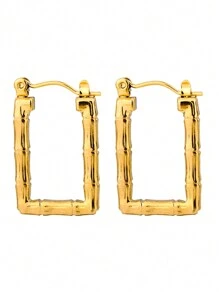 1 Pair Fashionable Geometric Stainless Steel Earrings, Suitable For Women's Daily Wear Or Stylish Commute
