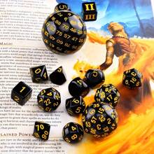 15 件/套完整多面體骰子套裝 D3-d100 包括球形 Rpg 骰子套裝、用於桌面角色扮演遊戲的 100 面骰子套裝、數學計數工具 - 黃色 - 查看 3