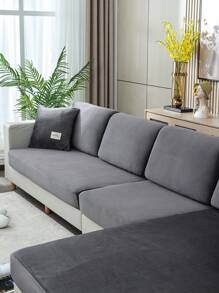 1pc Silver Fox Plush Stretch Sofa Cushion Cover, Minimalist Solid Color Sofa Slipcover, Pet Proof & Anti-Scratch For Living Room L-Shaped Combination Sofa And 1/2/3/4 Seater Sofa (Sold Individually)
