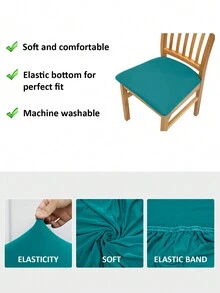 每套 4 件 水鴨藍色椅墊套,現代簡約防濺椅墊套,適合餐廳飯店宴會椅,適合所有季節 - 水鴨藍 - 查看 7