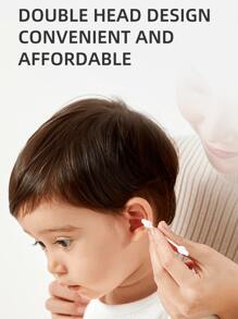 A Box Of 110 Baby Ear And Nose Cleaning Sticks For Newborn Babies With Double-Ended Gourd Heads And Thin Shafts