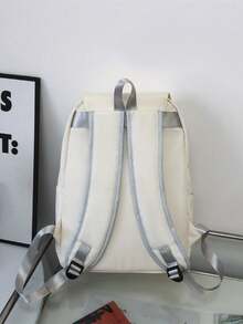 1 件男女通用尼龍背包,簡約純色,適合學校、旅行、四季使用