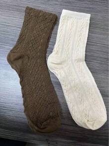 8雙女士熊和花朵圖案休閒中筒襪適用於日常