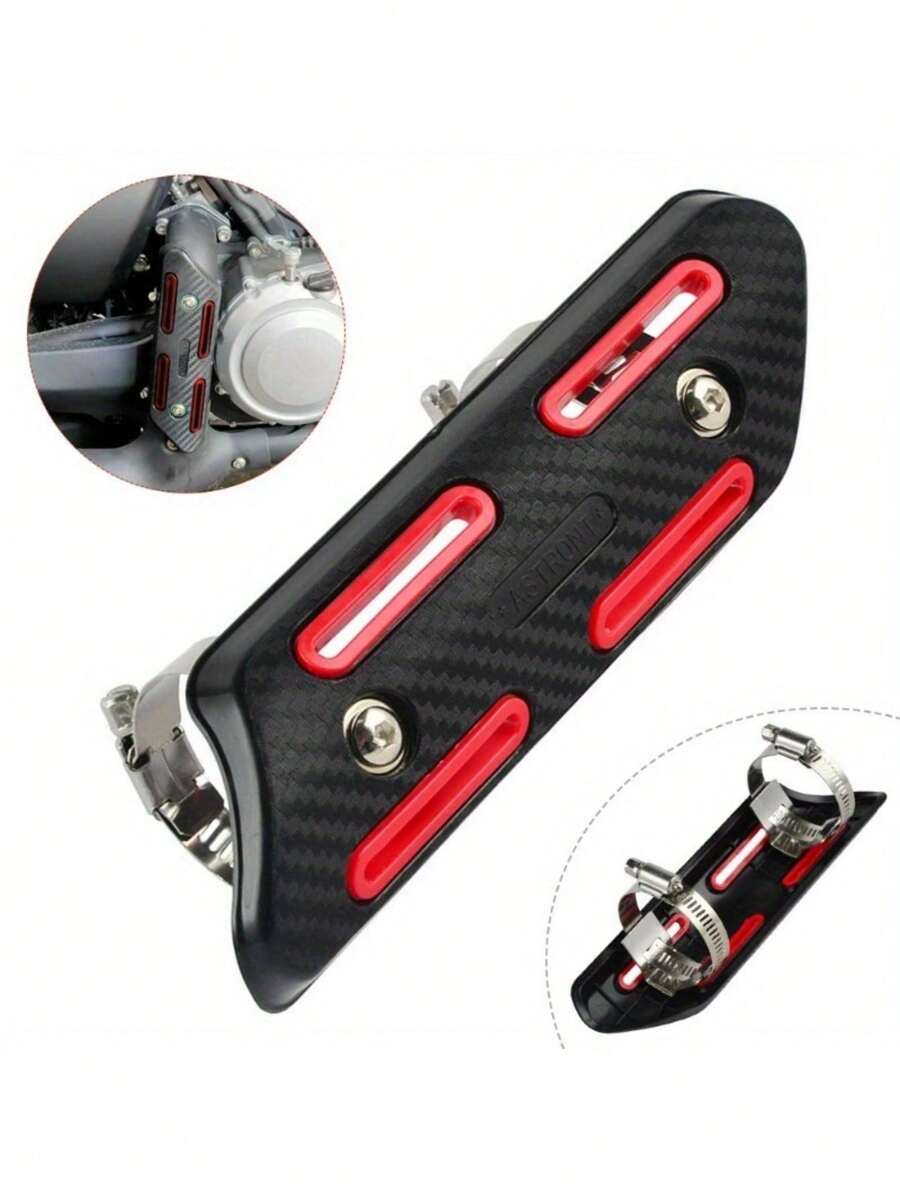 全新款1入組摩托車排氣消音器管熱護罩配件,適用於安裝固定工具 - 紅色 - 查看 1