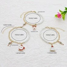 3 件裝時尚聖誕手鍊,人造珍珠珠手鍊,適合女士,聖誕禮物 - SD060 - 查看 3