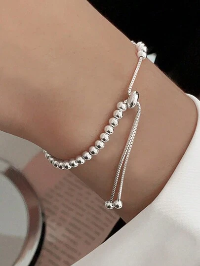 BALMORA 1条优质S925纯银豆形串珠手链，男女皆宜的百搭礼物