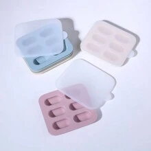 迷你6格嬰兒矽膠食品補充模具和冰箱盤diy嬰兒食品餵養工具 - 藍色 - 查看 9