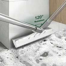 2 In 1 Floor Cleaning Brush: 1 X 47x9 In. Scrubber Brush With Handle And 1 X 5.9 In. Handheld Brush With V-Shaped Hard Bristles And Scraper, 120° Rotating Tile Brush With Scraper; Suitable For Bathroom And Kitchen - White - View 6