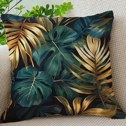 1pc Plant Printed Decorative Pillowcase (Pillow Core Not Included), Soft & Comfortable Single-Sided Printed Cushion Cover, Machine Washable, Suitable For Bedroom, Office, Living Room.