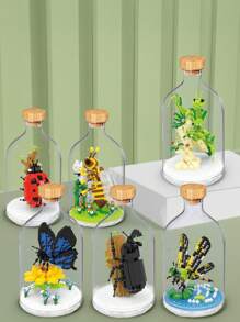 A Bottle Of Mantis Mini Building Blocks Set Insect Bricks Luxury Christmas Present Gift For Boy/Girl Friends Room Decoration - Green - View 9