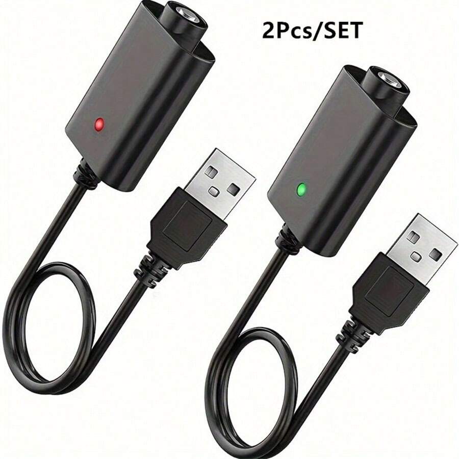 2 Charging Heads 510 Thread Charger USB Cable With LED Indicator - Compatible USB Adapter Safely And Efficiently Charges 510 Batteries