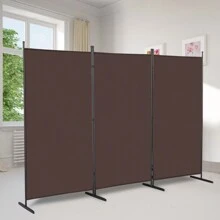 FCH 6FT Trifold 130g Polyester Fabric Plastic Foot Carbon Steel Frame Foldable Screen Gray/Brown - Brown - View 4
