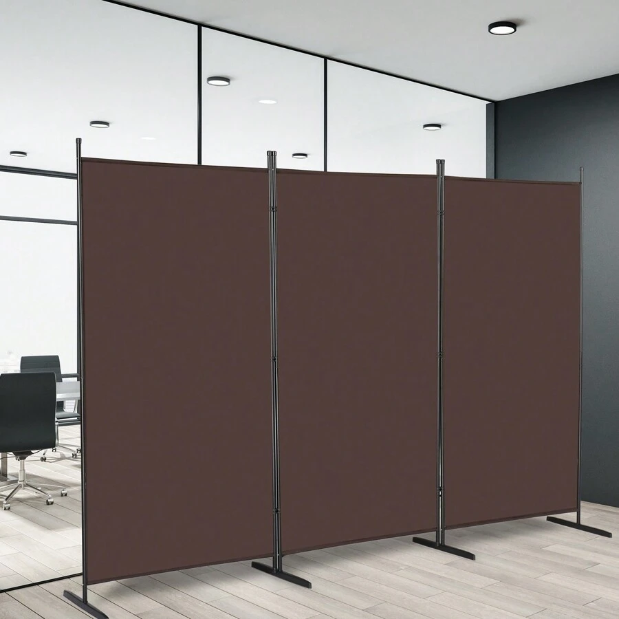 FCH 6FT Trifold 130g Polyester Fabric Plastic Foot Carbon Steel Frame Foldable Screen Gray/Brown - Brown - View 1