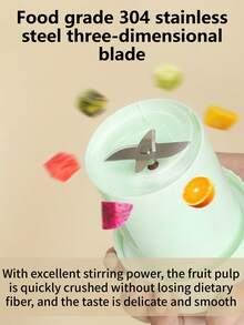 CRASTS Portable Blender Household Multifunctional Mini Fruit Juicer Usb Rechargeable Juice Extractor Fs-C225, Suitable For Home Use And Travel - Mint Green - View 8