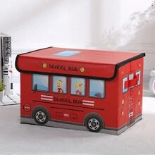 Foldable Cartoon Car Design Storage Box For Children's Clothes, Toys, Snacks, Waterproof & Moistureproof - Red - View 7