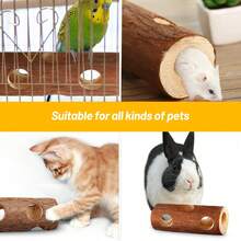 1pc Wooden Tube Tunnel Pet Hamster Rabbit Chew Toy - Multicolor - View 5
