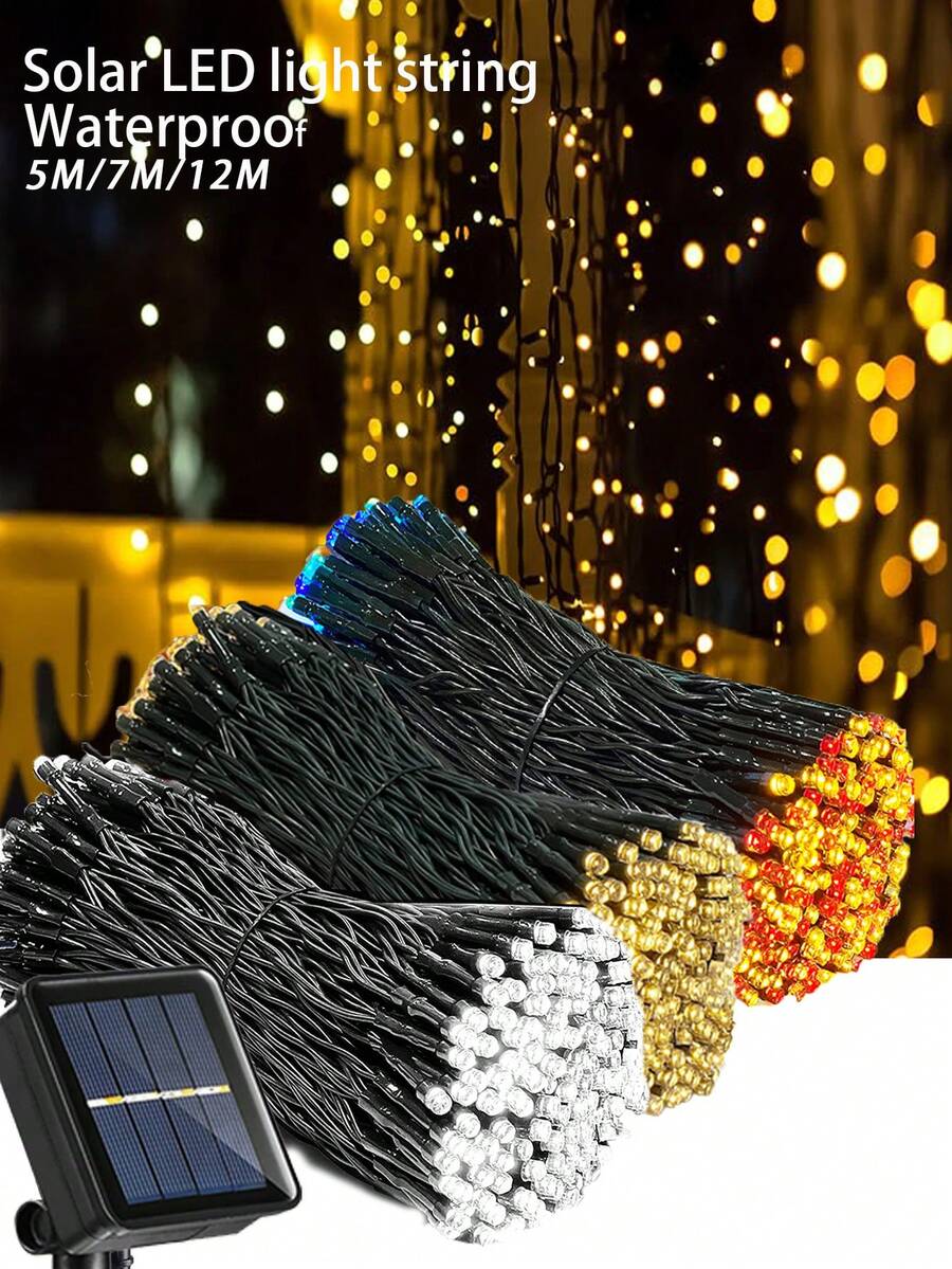 1 件 Led 燈 5 M、7 M、12 M、20/50/100 Led 8 模式太陽能 Falry Ight 戶外防水 Mutcolr/暖白色/白色節日派對裝飾、花園和庭院裝飾