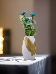 1個樹脂製葉形圓瓶,家居裝飾花瓶 - 白色 - 查看 2