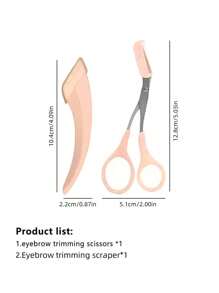 1入組不銹鋼眉毛修剪器,男女通用美容工具,用於去除毛髮和修形 - 粉紅色剪刀+粉紅色彎刀 - 查看 6