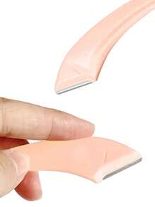 1入組不銹鋼眉毛修剪器,男女通用美容工具,用於去除毛髮和修形 - 粉紅色剪刀+粉紅色彎刀 - 查看 4