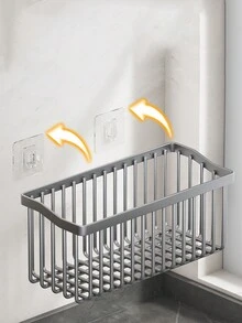 1/2入組多色日用品廚房掛籃,浴室和廁所收納架,客廳牆上掛架,無需打孔收納架 - 黑色 - 查看 6