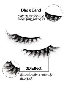 貓眼假睫毛3d天然假睫毛蓬鬆柔軟十字交叉5對漫畫假睫毛輕飄自然睫毛延伸套裝 - 眼尾拉長款 - 查看 4