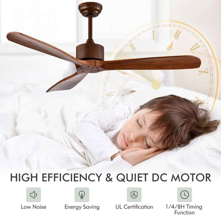 52 Inch Modern Brushed Nickel Finish Ceiling Fan With Remote 