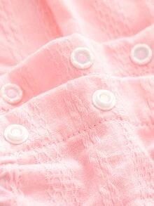 女婴可爱流苏泡泡袖翻领连体衣，适合日常穿着，夏季