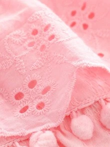 女婴可爱流苏泡泡袖翻领连体衣，适合日常穿着，夏季