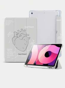 Silver Stereo Heart Case Compatible With IPad 10.2 Inch 2021/2020 IPad 9th/8th Generation,Compatible With Huawei Matepad 10.4/ Tab/Cover,With Pen Holder,Supports Automatic Sleep/Wake Lid