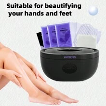 Waxkiss黑色套裝(美國標準),用於手腳水療的石蠟加熱器,加熱快速,容量大 - 黑色 - 查看 3