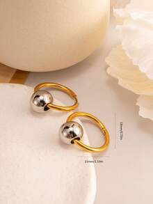 1對18k不銹鋼2.0*16mm幾何形狀金色極簡耳環,女性和女孩的時尚珠寶禮物 - 彩色 - 查看 6