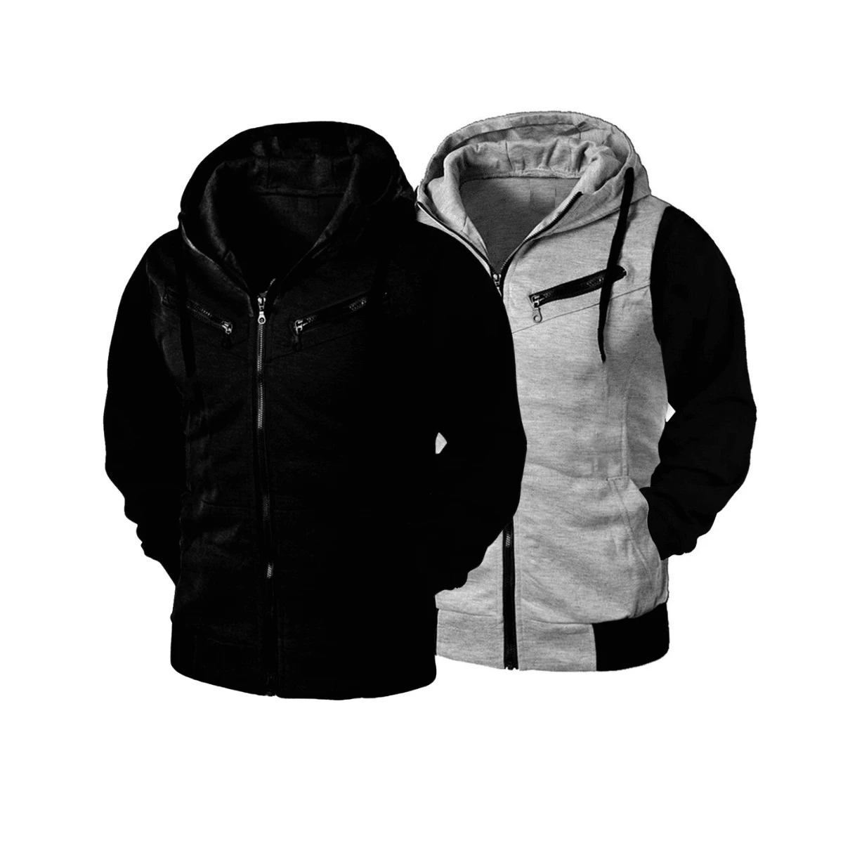 Men Zip-Up Hoodies - Negro - Ver 1