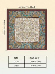 1件女士幾何拼色條紋九十年代方形絲巾,適用於舞會和嘻哈服裝裝飾 - 彩色 - 查看 3