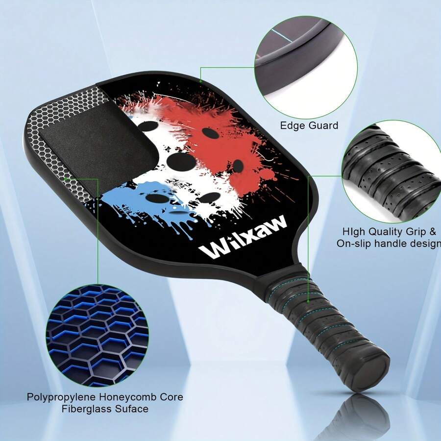 Carbon Fiber Pickleball Paddles Set 2 Paddles, 4 Balls, 2 Grips, 2