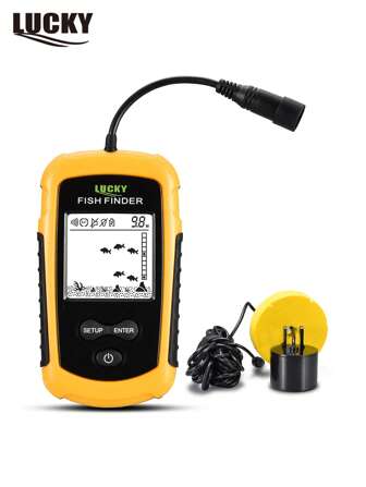 Ecosonda portátil para pesca LUCKY FF1108-1, detección de profundidad de 100 m, sensor de sonar inalámbrico, función de alarma, ecosonda para pesca, pantalla en blanco y negro