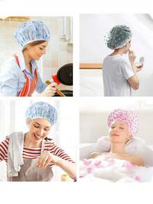 10入組/5入組雙層浴帽,護髮帽,防油煙帽,洗髮帽,防水淋浴帽,吹髮帽,女性彈性帽 - 彩色 - 查看 6