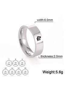 1 Miếng Thép không gỉ Phong cách Đơn giản Chòm sao Xử Nữ & Ung thư Cung hoàng đạo Thiết kế chòm sao Nhẫn đôi , Của phụ nữ Kích thước , Qủa tặng Đối với Người yêu - Bạc - Xem 6